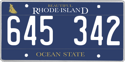 RI license plate 645342