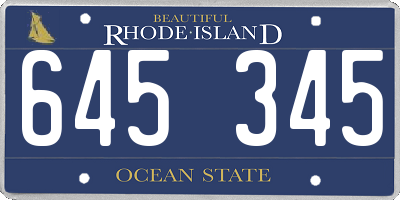 RI license plate 645345