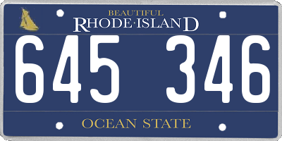 RI license plate 645346