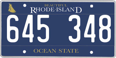 RI license plate 645348