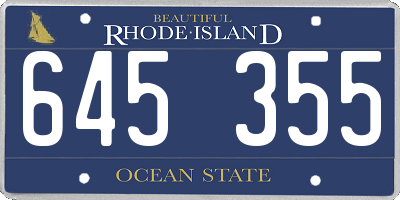 RI license plate 645355