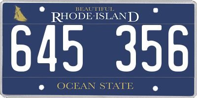 RI license plate 645356