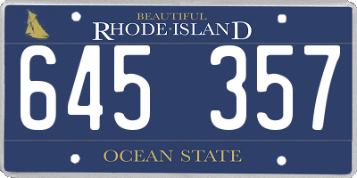 RI license plate 645357