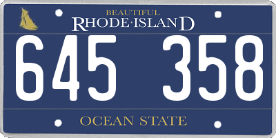 RI license plate 645358