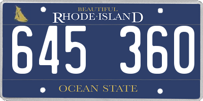 RI license plate 645360