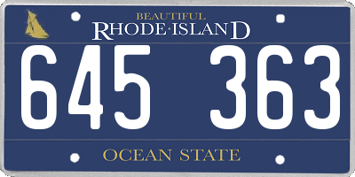 RI license plate 645363