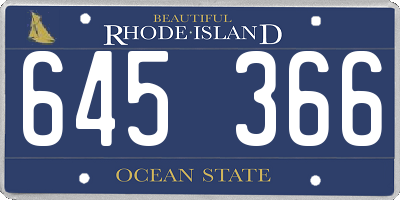 RI license plate 645366
