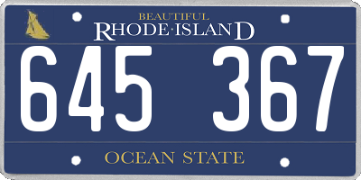 RI license plate 645367