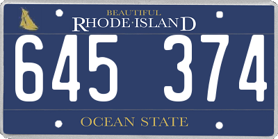 RI license plate 645374