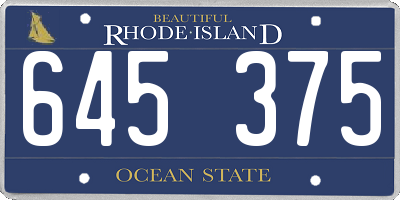 RI license plate 645375
