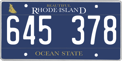 RI license plate 645378