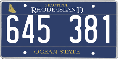 RI license plate 645381