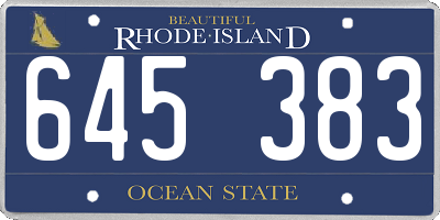 RI license plate 645383