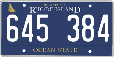 RI license plate 645384