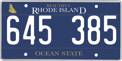 RI license plate 645385