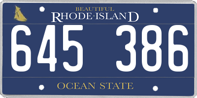 RI license plate 645386