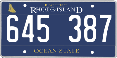 RI license plate 645387