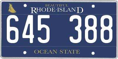 RI license plate 645388