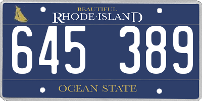 RI license plate 645389
