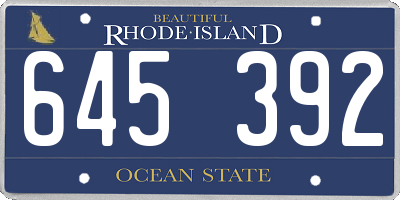 RI license plate 645392