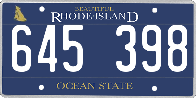 RI license plate 645398
