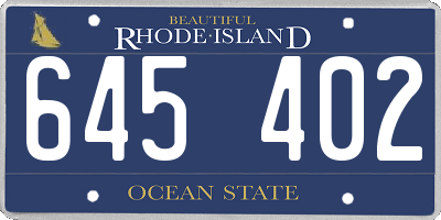RI license plate 645402