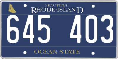 RI license plate 645403
