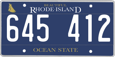 RI license plate 645412