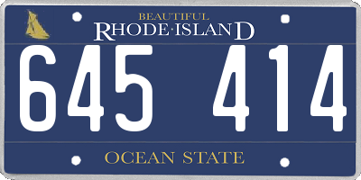 RI license plate 645414