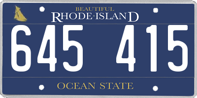 RI license plate 645415