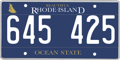 RI license plate 645425