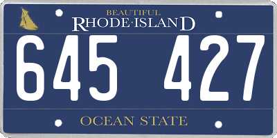 RI license plate 645427