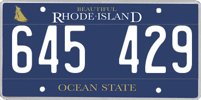 RI license plate 645429