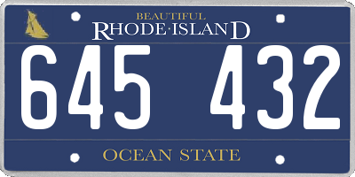 RI license plate 645432
