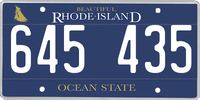 RI license plate 645435