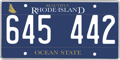 RI license plate 645442