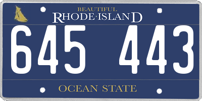 RI license plate 645443
