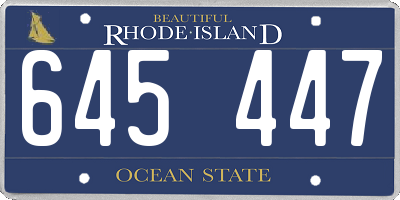 RI license plate 645447