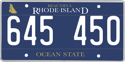 RI license plate 645450