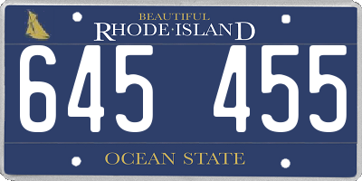 RI license plate 645455