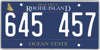 RI license plate 645457