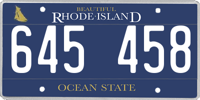 RI license plate 645458