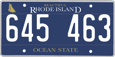 RI license plate 645463