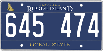 RI license plate 645474