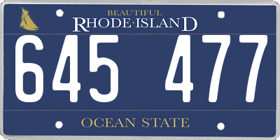 RI license plate 645477