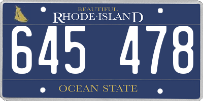 RI license plate 645478