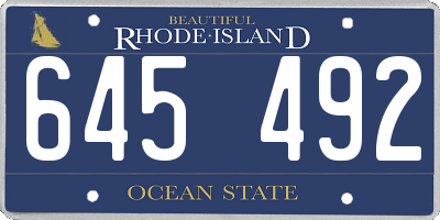RI license plate 645492