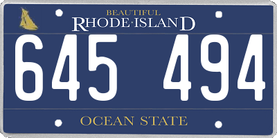RI license plate 645494