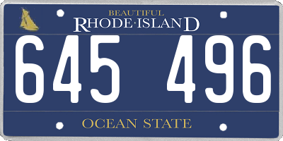 RI license plate 645496