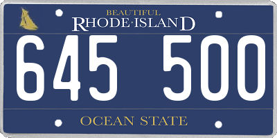 RI license plate 645500
